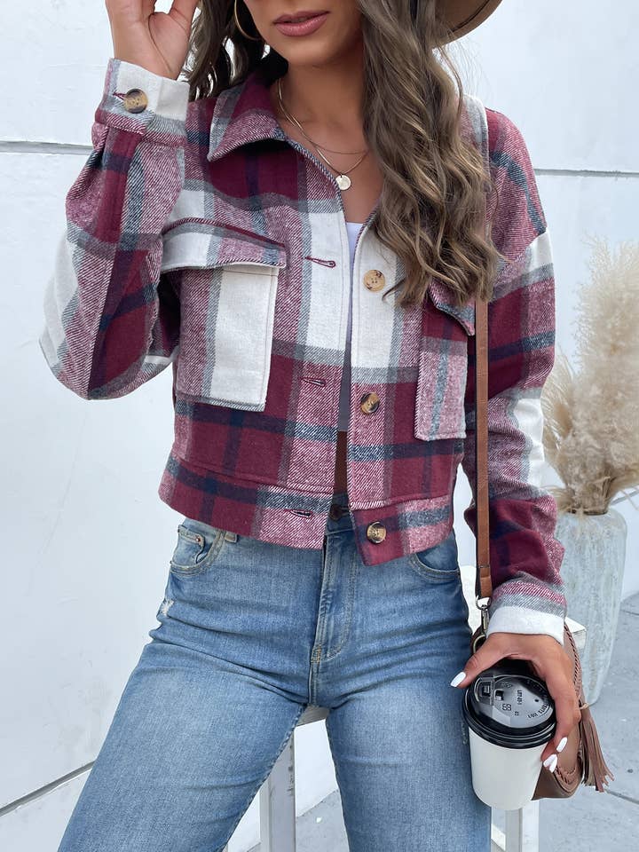 Masyal – wholesale Shirt Jacket/Shacket - Women’s – Women's autumn and winter plaid long-sleeved shirt jacket10