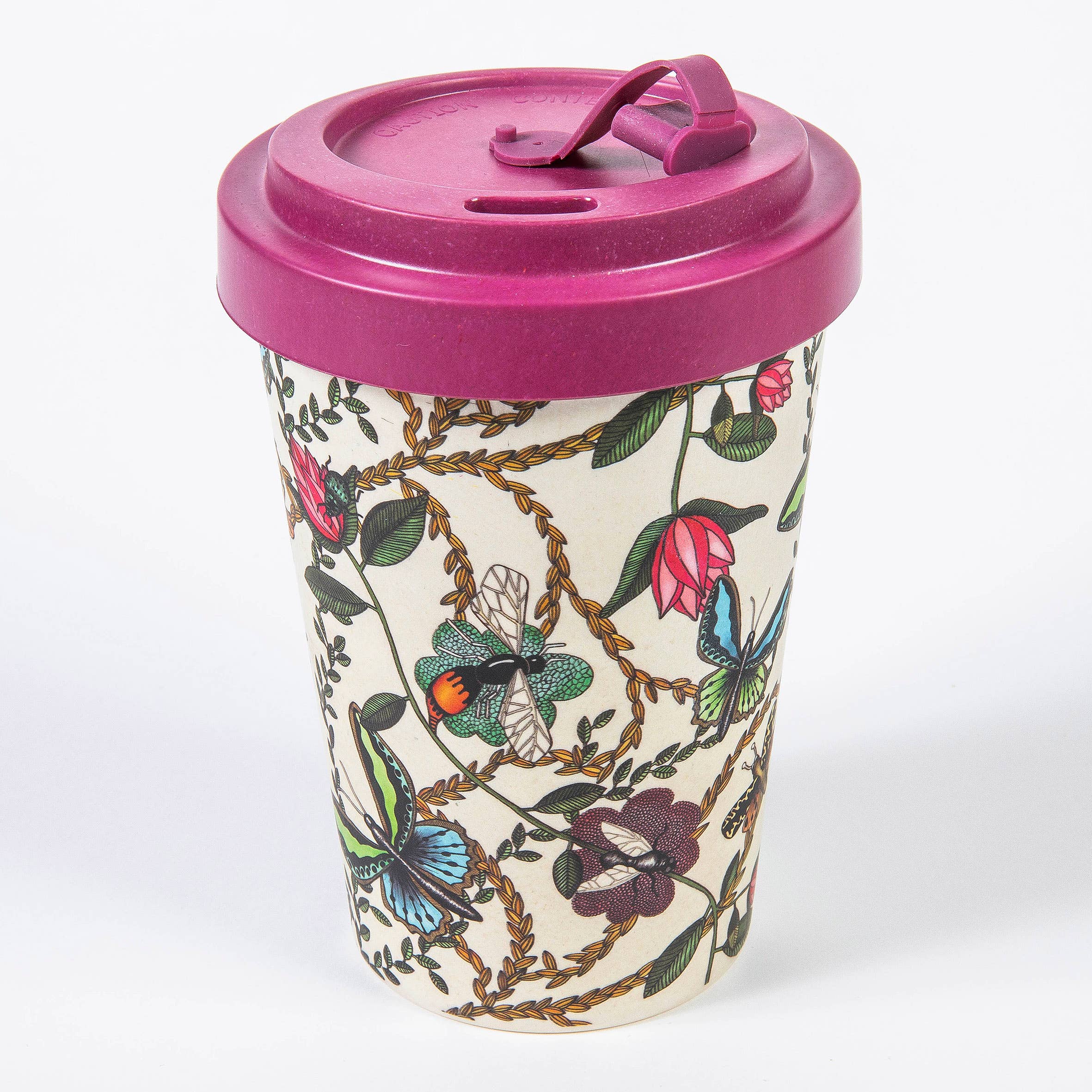 Nadja Wedin design - Wholesale Coffee Mug - Travel Mug Bamboo 14 oz Bugs & Butterflies Offwhite0