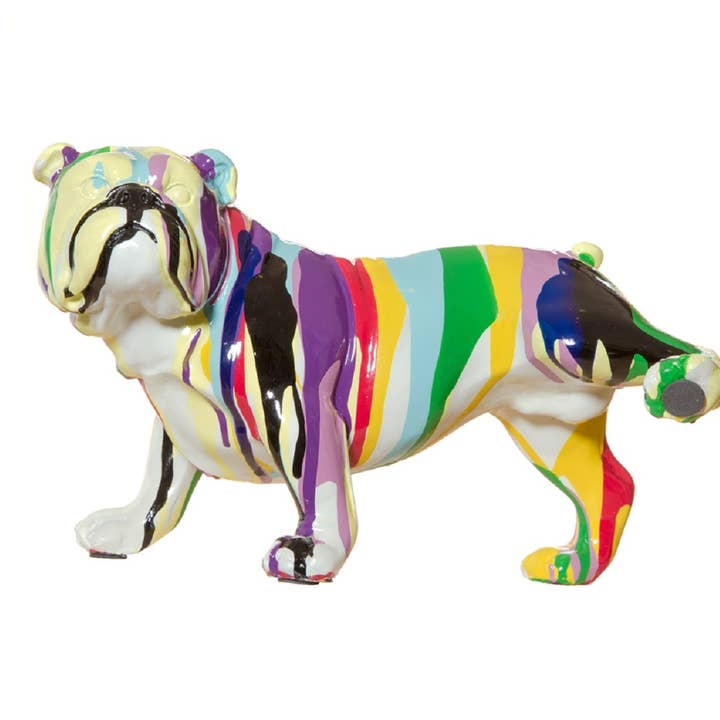 Painted Graffiti Bull Dog with Leg Up Sculpture - 10" long and other Purchase Wholesale swahili african modern. Free Returns & Net 60 Terms on Faire trending on Faire.