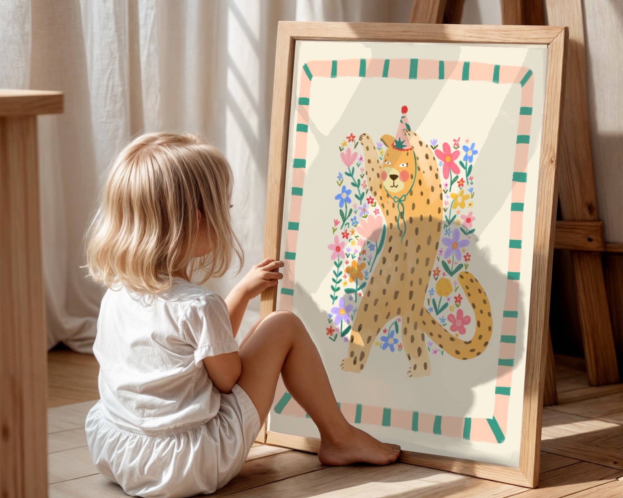 Kate Fox Design - Wholesale Art Print - Luna Leopard, Kids Art Print, Colourful Art, Fun Art, Animal0