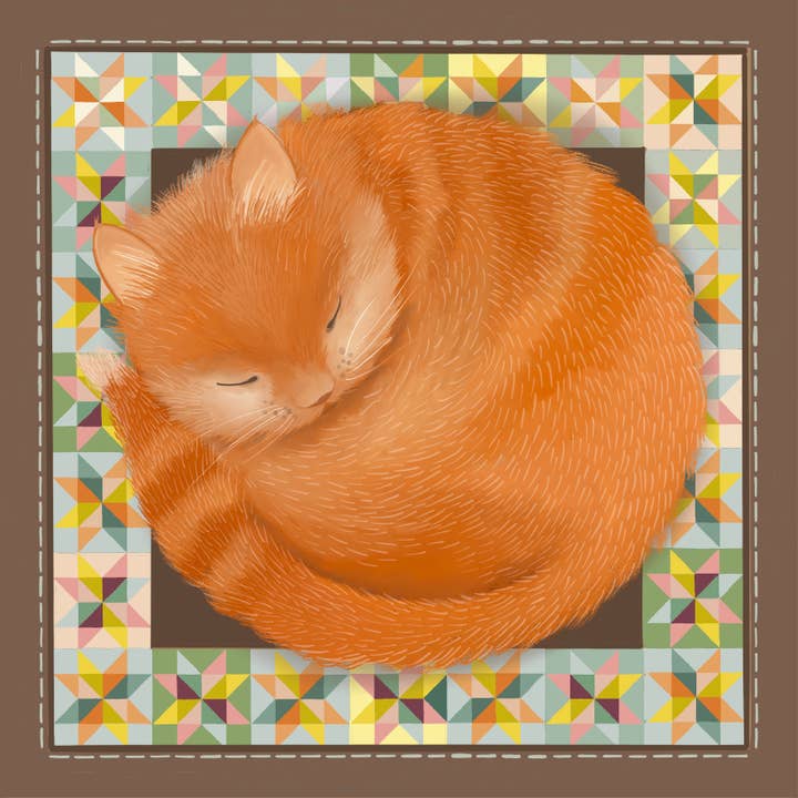 Patchwork Cat Art Print. for wholesale by Galloway Arts