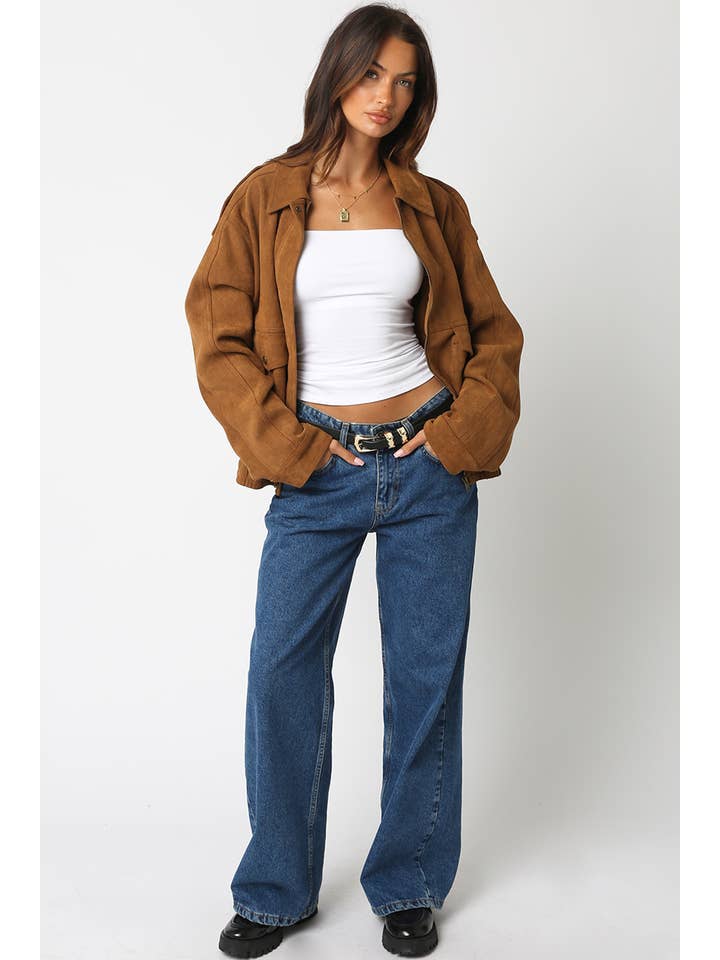 Olivaceous - Wholesale Jacket - Women's - Mia Faux Suede Jacket5