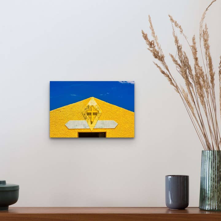 Little Yellow Church in Boquillas, Big Bend National Park, Texas Wooden Art and Postcards for wholesale by Wimberley Puzzle Company