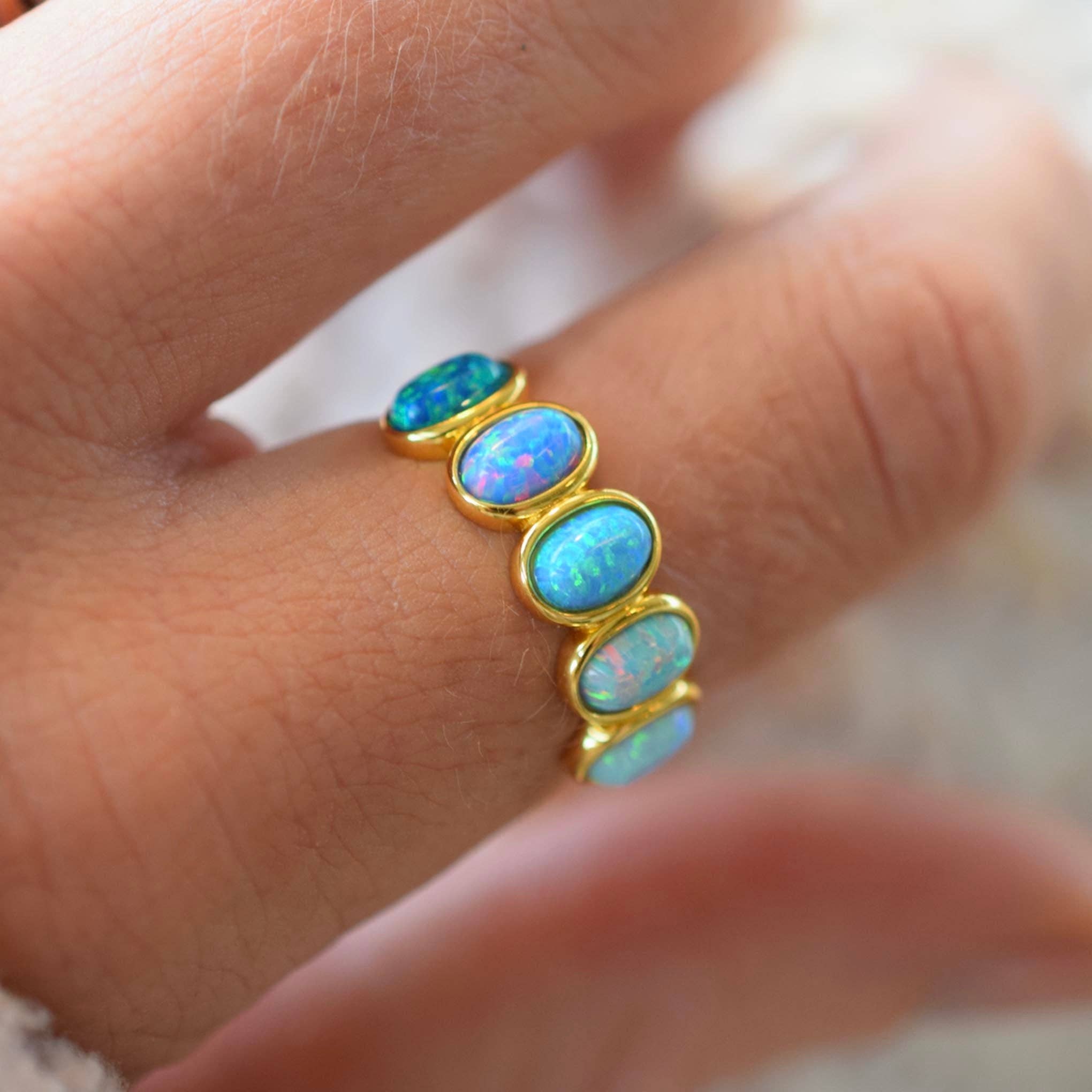 La Kaiser – wholesale Multi-stone ring – Blue Opal Ombre Candy Band1