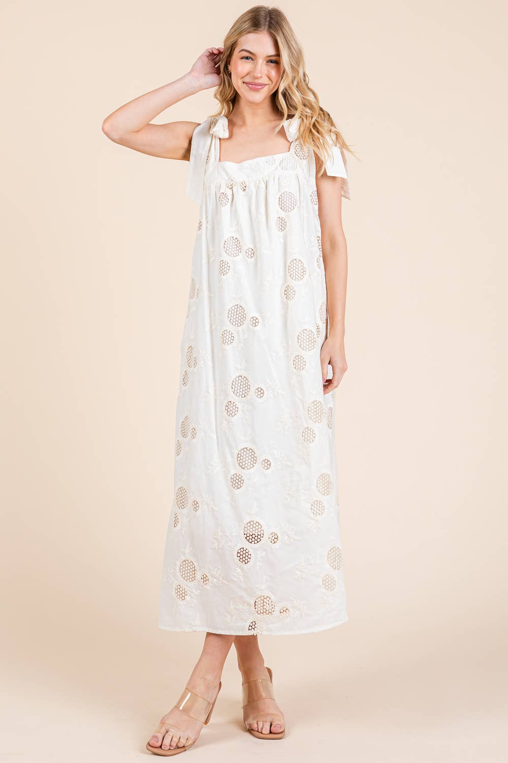 GeeGee x Lovelo – wholesale Dress – Women's – Sunflower Eyelet Lace Midi Sundress, OD513406