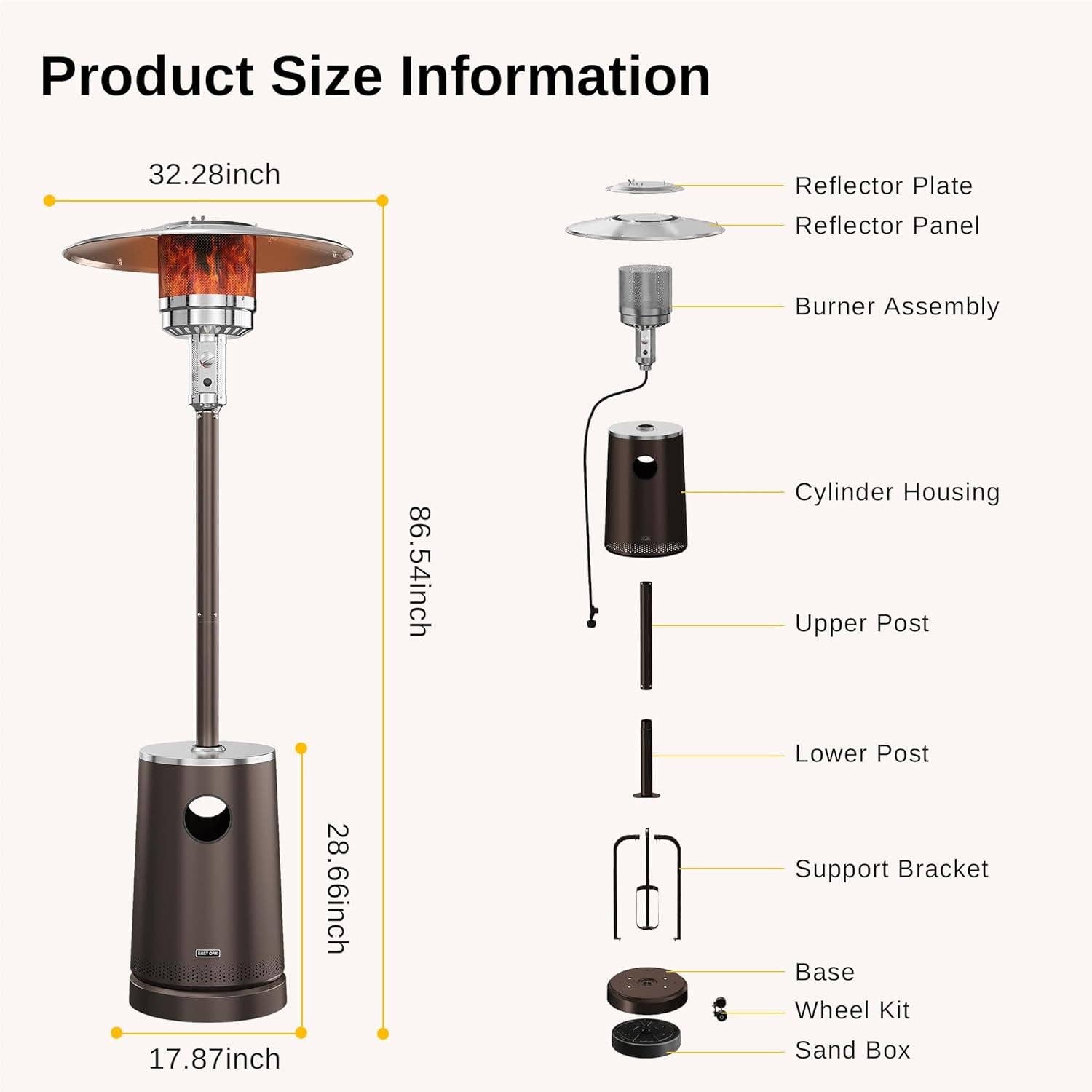 Bronze 50,000 BTU Outdoor Patio Heater With Table Design Feature for wholesale on Faire8