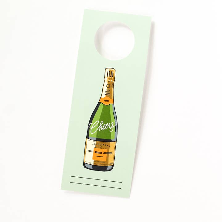 Birdie Mae Designs - Wholesale Gift Tag - Champagne Cheers Bottle Neck Gift Tag | Set of 3 with Ribbon1