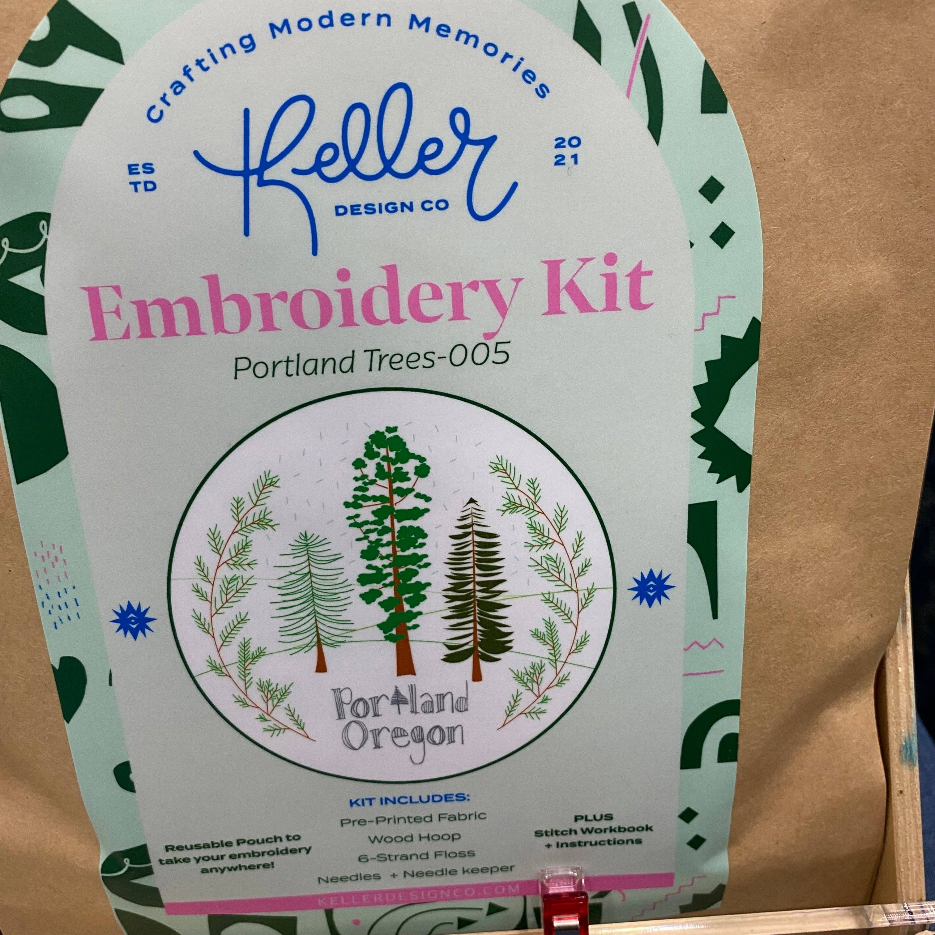 Keller Design Co. - Wholesale Embroidery/Cross Stitch Supplies - Portland Trees Embroidery Kit1