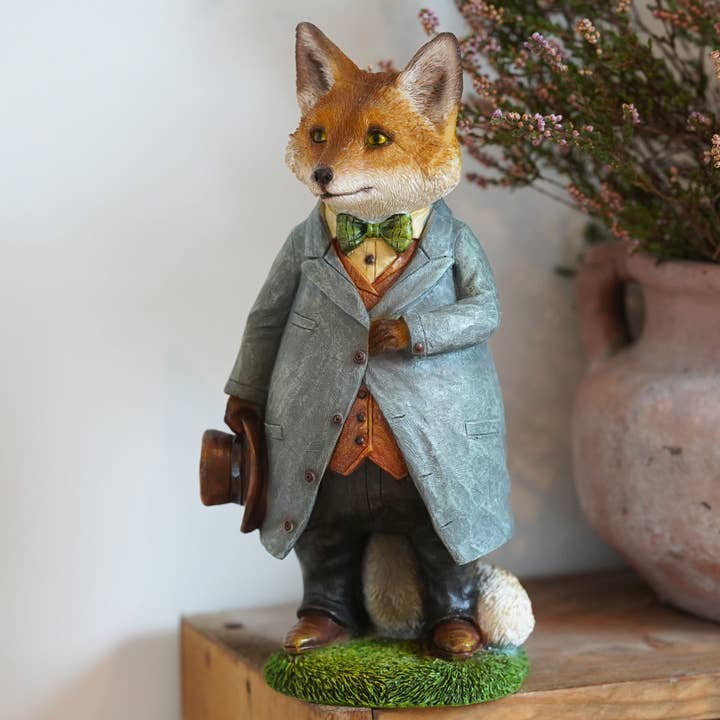 Gentleman Fox Resin Ornament Garden Home Statue for wholesale by Vale Ornaments