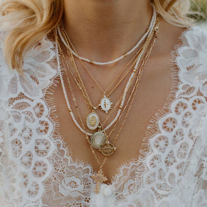 Bali Beaded Choker - Pearl for wholesale by JOY DRAVECKY JEWELRY