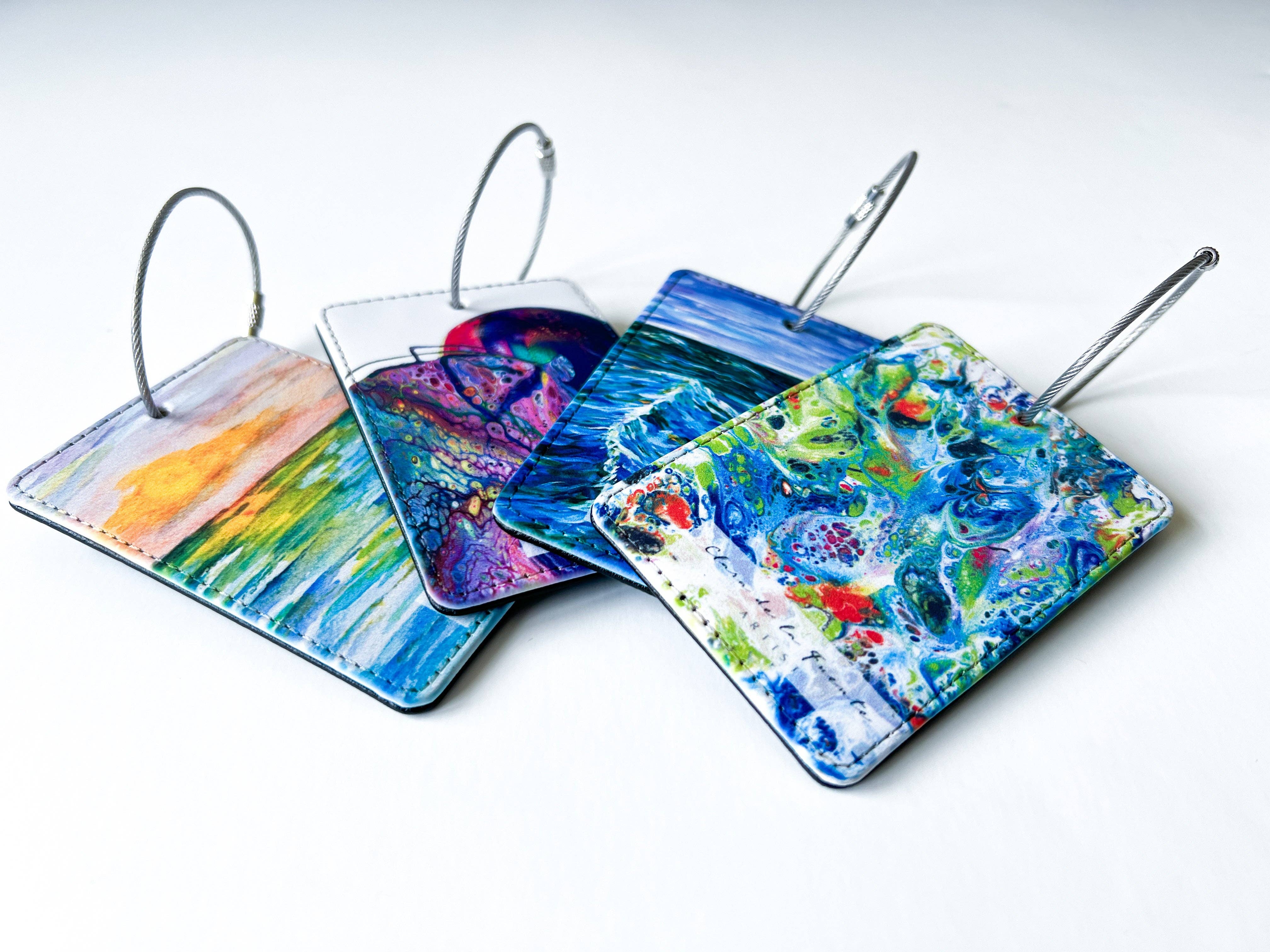 Clara de la Fuente Artist - Wholesale Luggage Tag - Colorful Sea Water Waves  Luggage Tag. Lake Michigan.Premium11