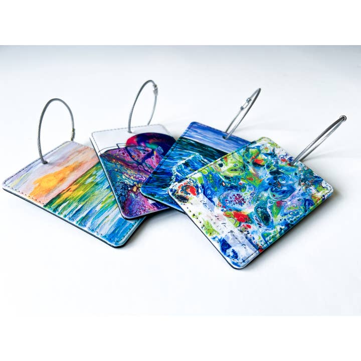 Clara de la Fuente Artist - Wholesale Luggage Tag - Colorful Sea Water Waves Luggage Tag. Lake Michigan.Premium11