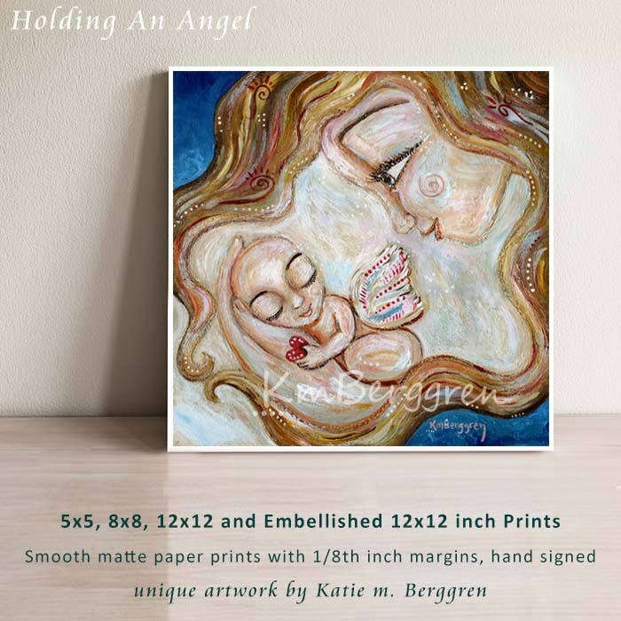 Katie m. Berggren art & design, LLC - Wholesale Art Print - Holding An Angel - Angel Baby In Hand Art Print