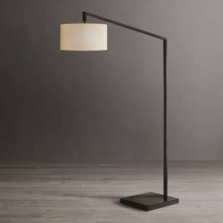 Nova of California - Wholesale Floor Lamp - Stretch Chairside 75" Tall Matte Black Arc Floor Lamp