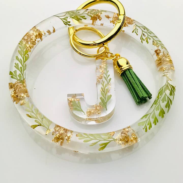 Gröna blad & guld nyckelring armband Set för wholesale av Shop Drip Express