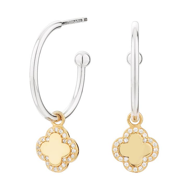 Bicolor Flower Hoop Cube Earrings for wholesale by Itemporality