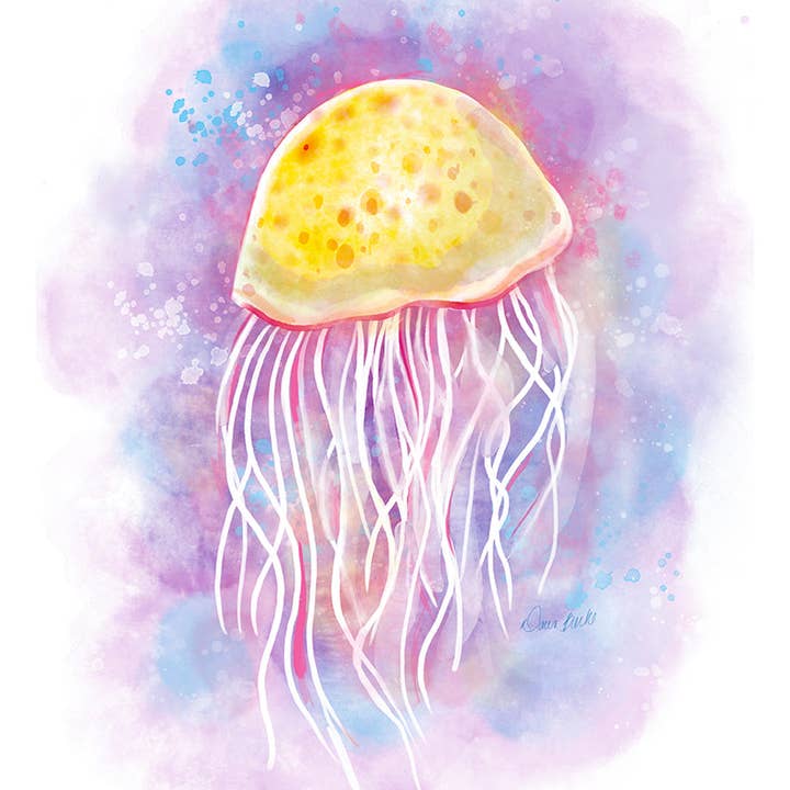 Dawn of Designs - Wholesale Art Print - Watercolor Jellyfish Art Print2