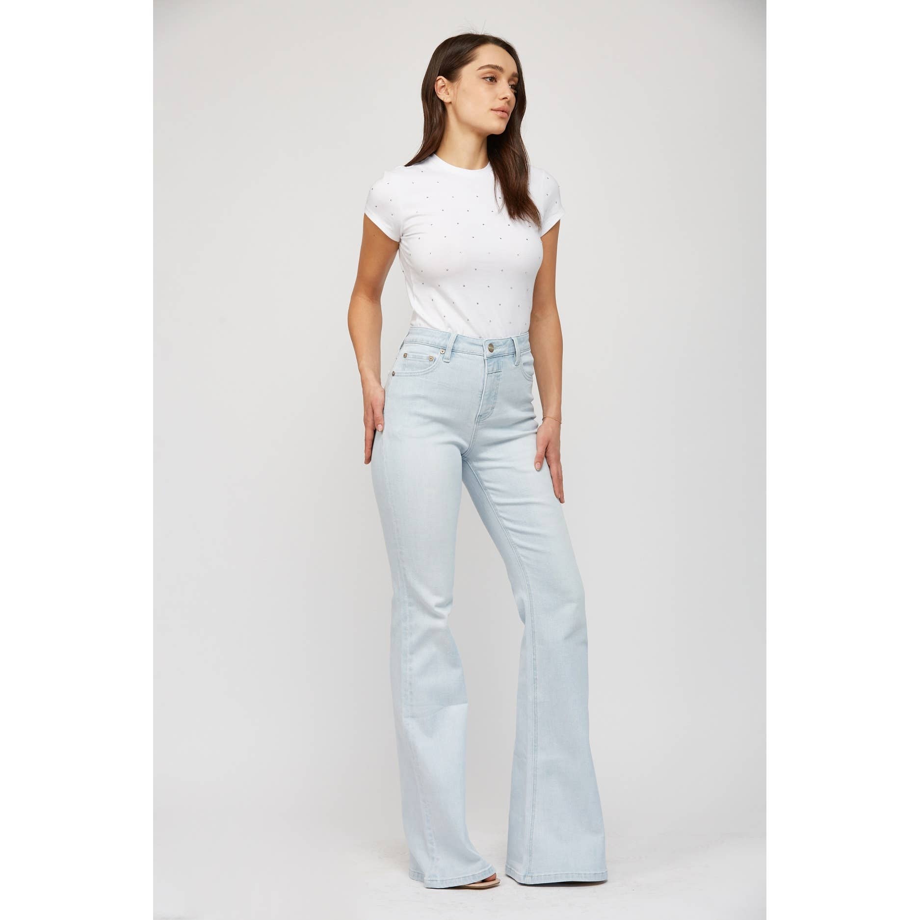 BEAU BLUE SUPER HIGH RISE TUMMY TUCK FLARE LEG for wholesale on Faire2