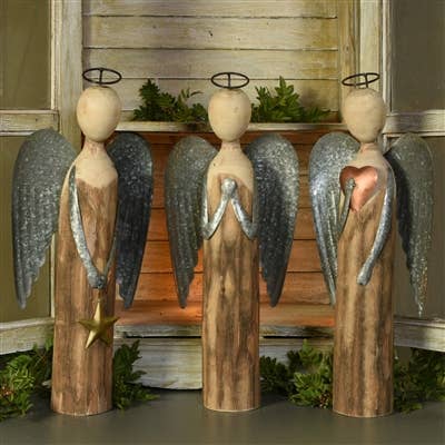 HomArt - Wholesale Decorative figurine - Angel with Heart, Wood & Metal - Lrg1