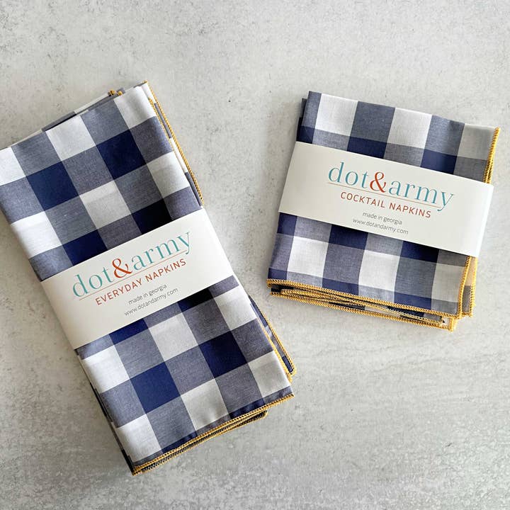 Dot and Army - Wholesale Dinner & cloth napkin - Gingham Check Cloth Napkins, set of four2
