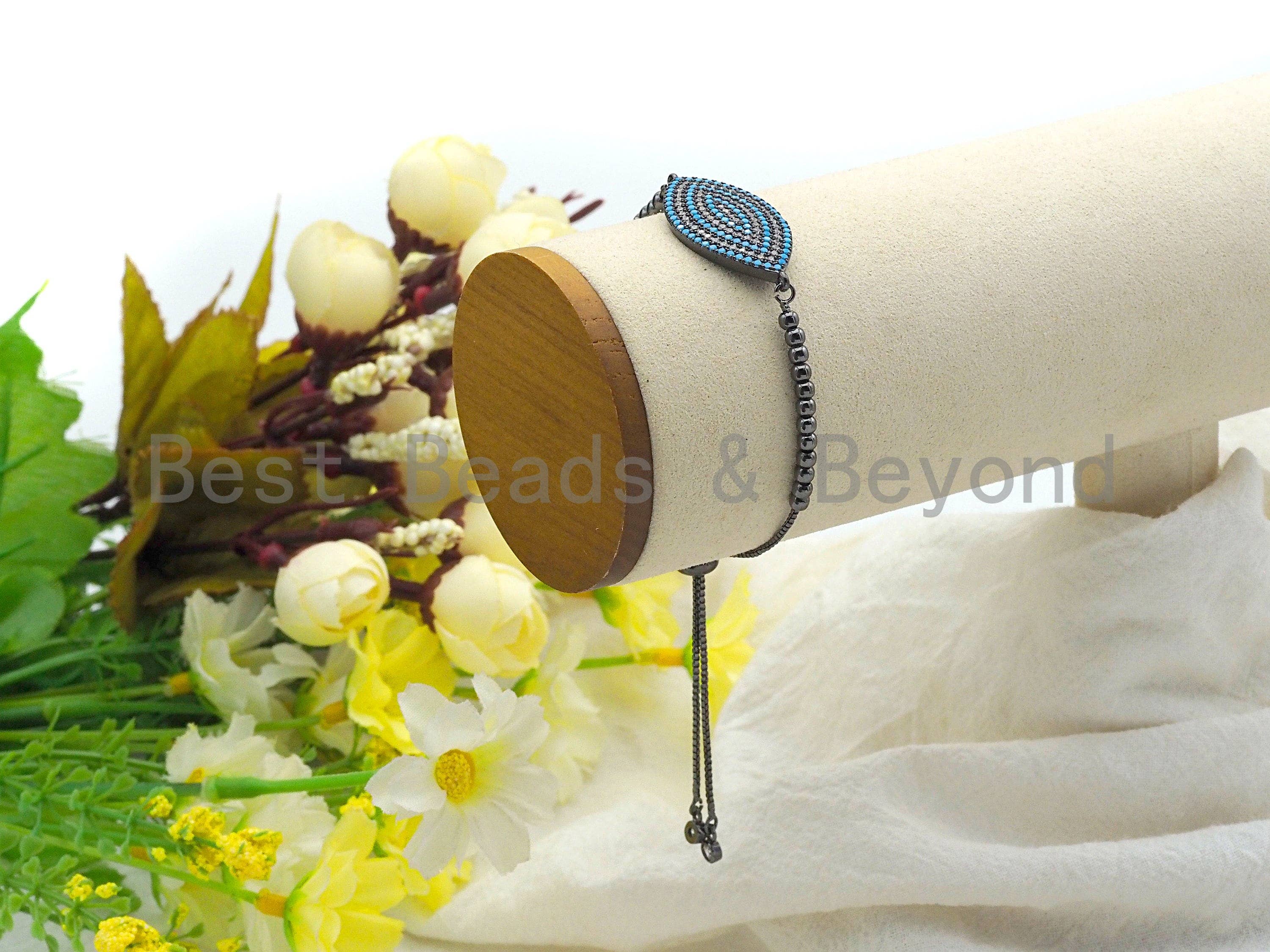 BestBeads&Beyond - Wholesale Beaded Bracelet - Ball Beads Adjustable Bracelet, Adjustable Bracelet Blanks, Slide Bead Expandable Bracelet Finding, Slider Bracelet,sku#P504