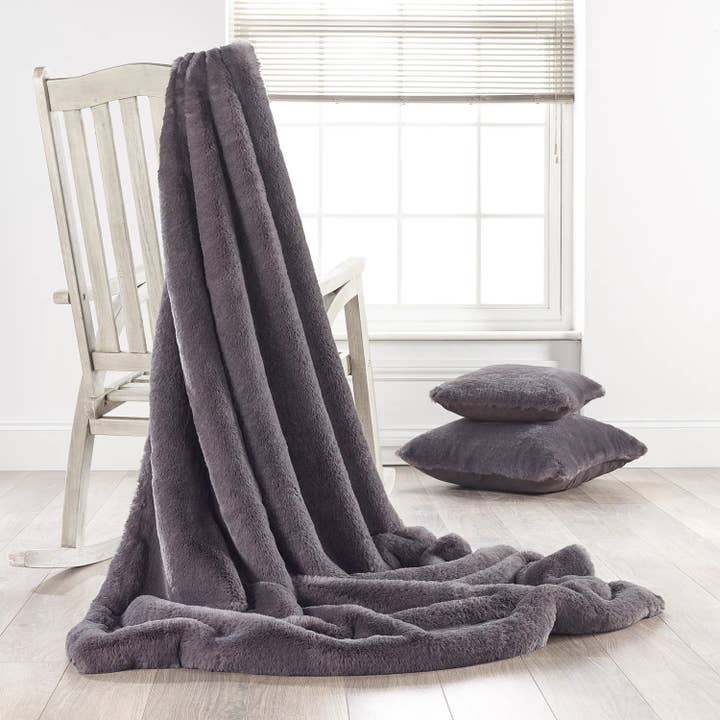 Russian Blue Faux Fur Throw 240 for wholesale by Katrina Hampton