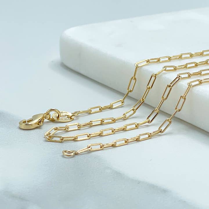 18k Gold Filled 2mm Paperclip Link Chain 18 inches Necklace Wholesale Jewelry Supplies for wholesale by DIJU Jewelry