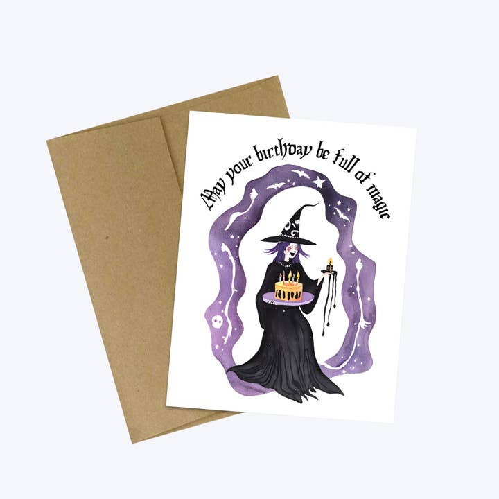 Cryptic Paper Co. - Vente Cartes d'anniversaire - Carte d'anniversaire gothique magique de sorcière mignonne pour Halloween6