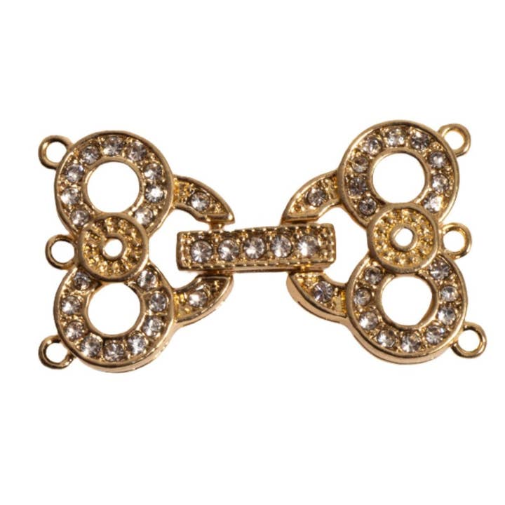 27mm x 15mm Owl Eyes Pavé Crystal Buckle Clasp - Made of Brass - Sold Individually - CL/38 for wholesale by Continental Beads