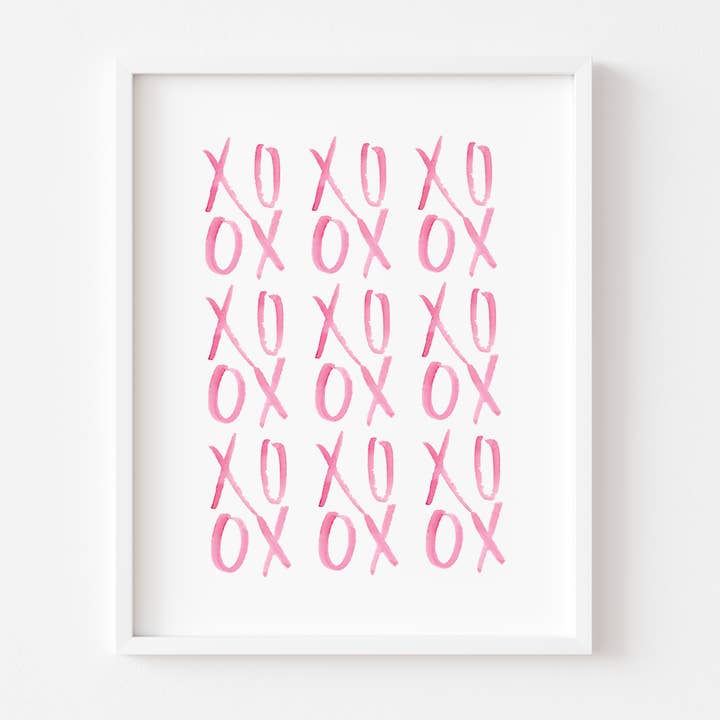 XOXO mönster Valentine akvarell konst Print för wholesale av LaCott Fine Art