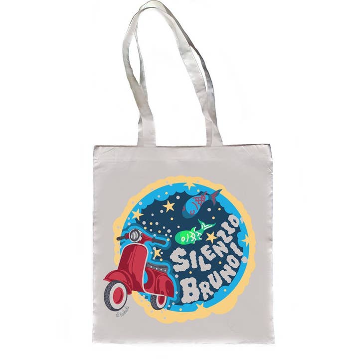 La Barbuda - No U.S. custom fees - Wholesale Tote Bag - Unisex - Silenzio Bruno Vespa Tote Bag By La Barbuda