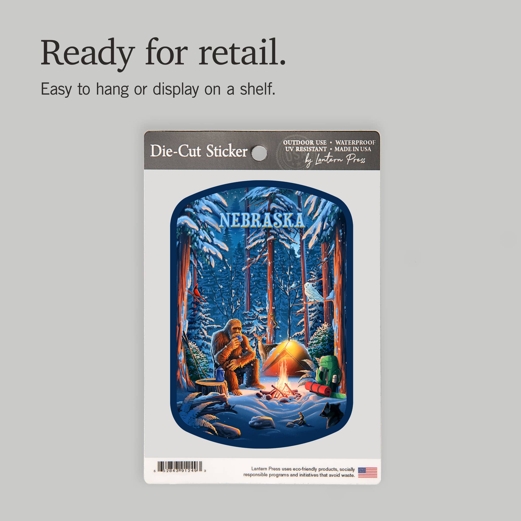 Lantern Press - Wholesale Sticker - STICKERS Nebraska, Inner Squatch, Camping Bigfoot13