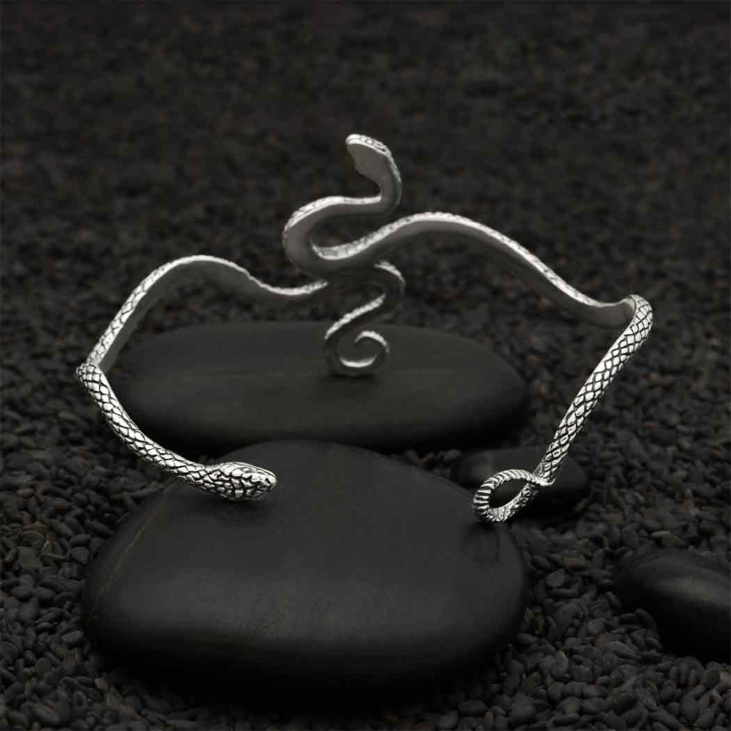 Nina Designs - Wholesale Cuff Bracelet - Sterling Silver or Bronze Textured Snake Bracelet1