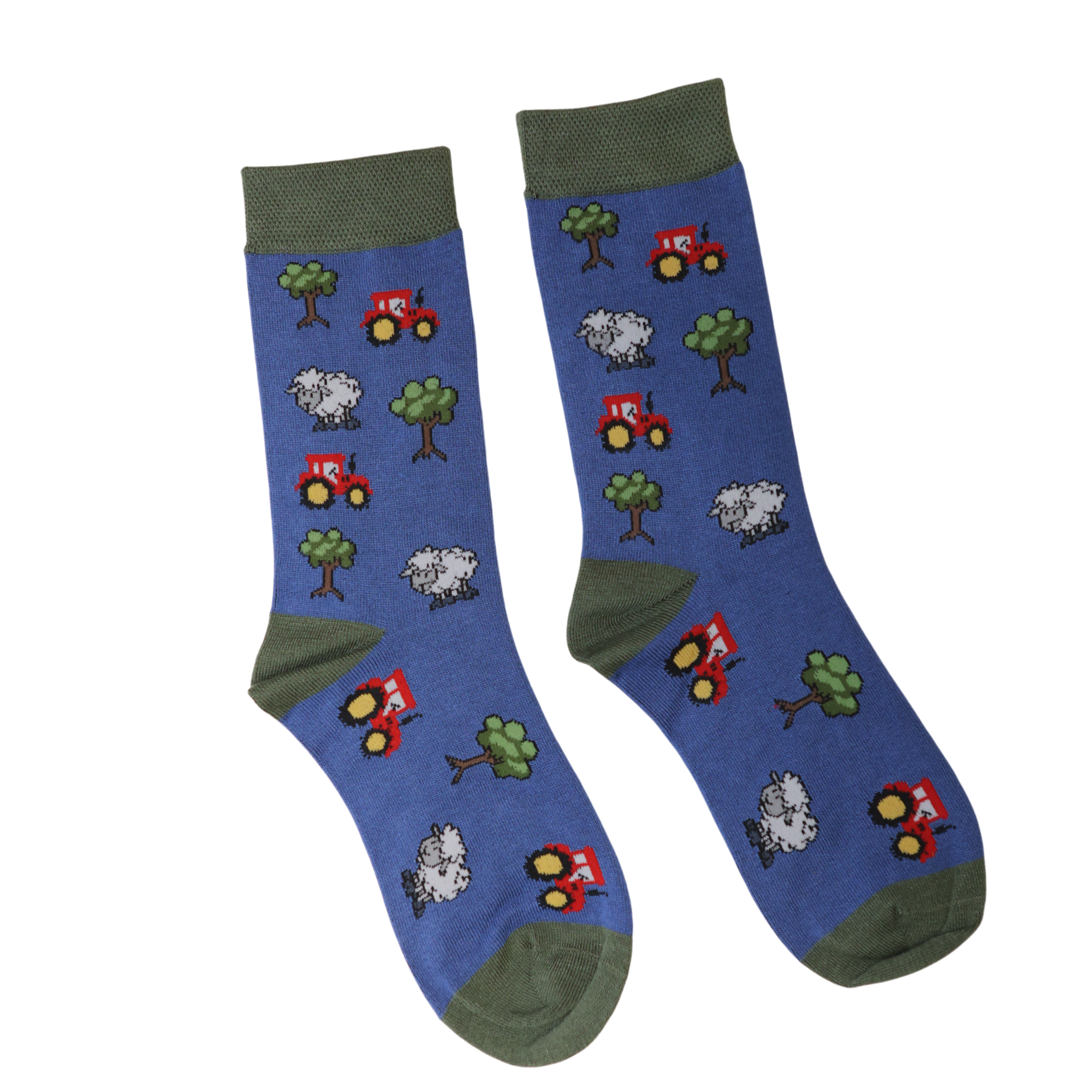 Jess & Lou - Wholesale Socks - Men's - Funky Farmyard Blue Bamboo Socks for Men BM2300