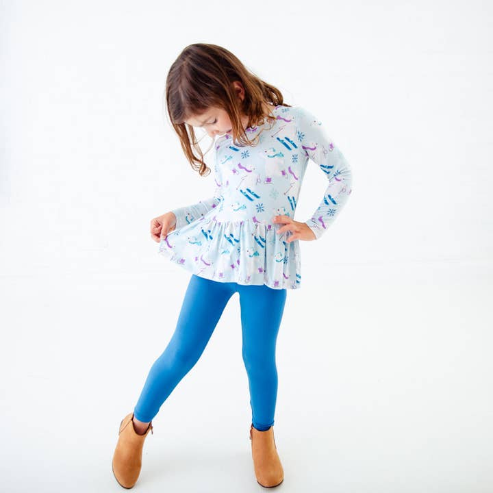 Dreamiere - Wholesale Top & Pant Set - Kids - Bearly Skating By Winter Polar Bears Long Sleeve Girl's Bamboo Twirler Top And Pants Set