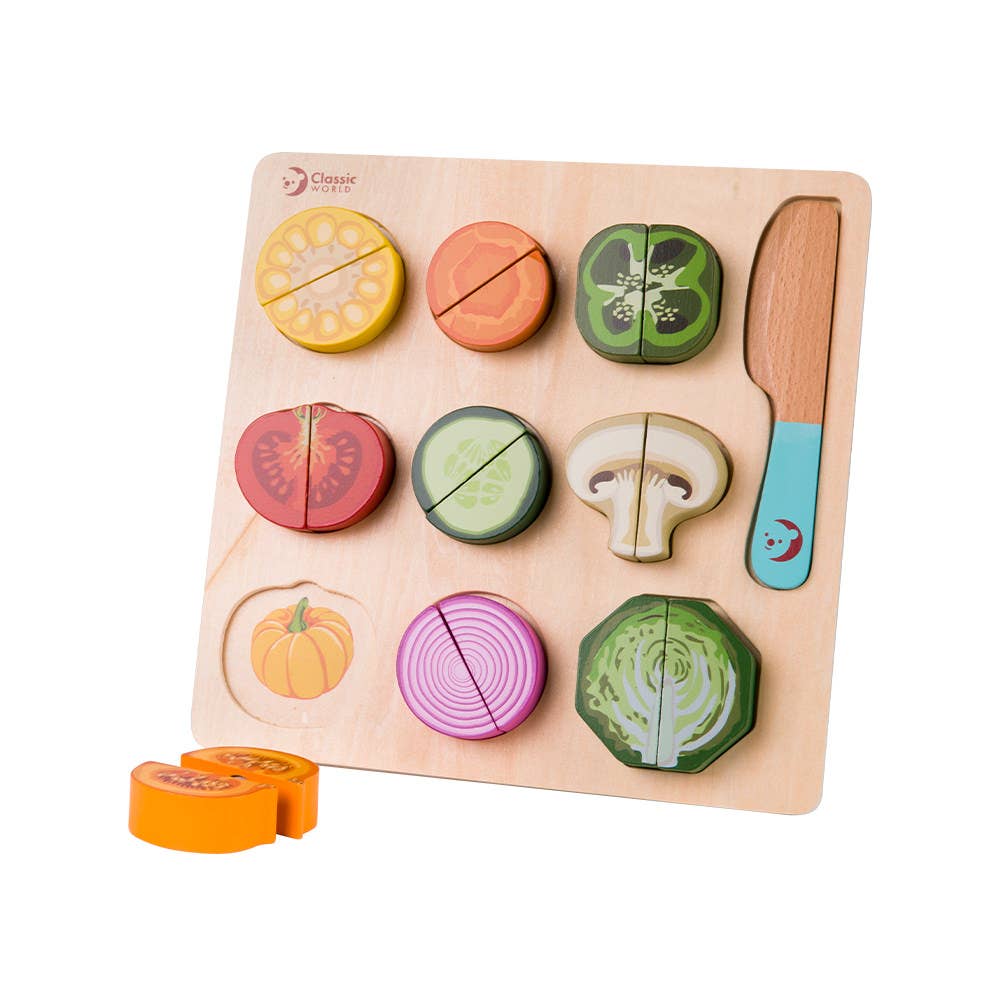Hippychick – wholesale Wood toy – Child – Classic World Cutting Veg Puzzle Wooden FSC Pretend Play Toy6