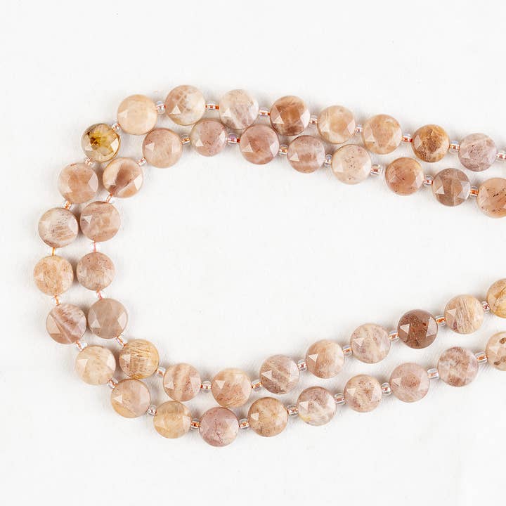 Soothing Crystals Beads - Wholesale Beads - Heishi Disc Beads | Peach Moonstone | Flat Crystal Beads4