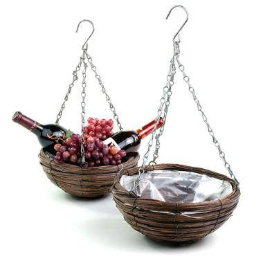 Buhi Imports - Wholesale Hanging Planter - Woodchip Strip Hanging Basket - Stained2