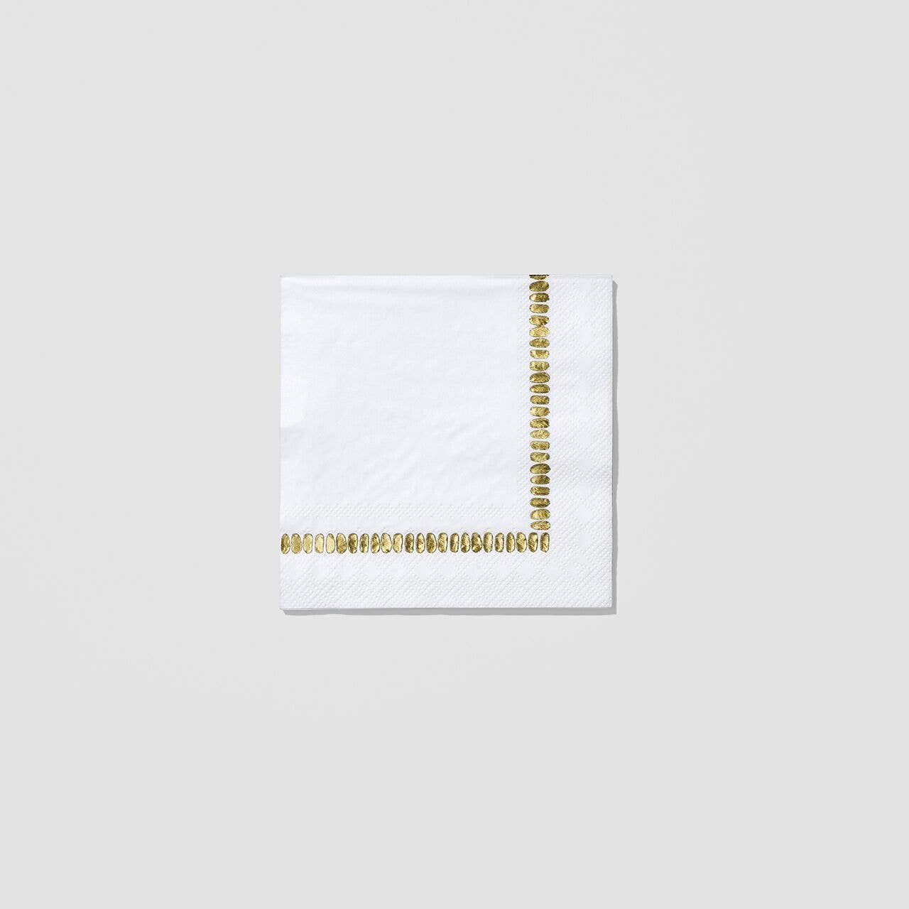 Coterie Party Supplies - Wholesale Disposable Napkin - White Brushstroke Cocktail Napkins (25 per Pack)