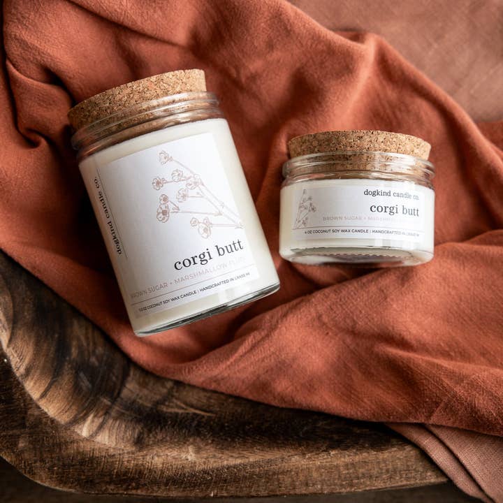 Dogkind Candle Co - Wholesale Jar/Filled Candle - Corgi Butt - brown sugar + marshmallow fluff4