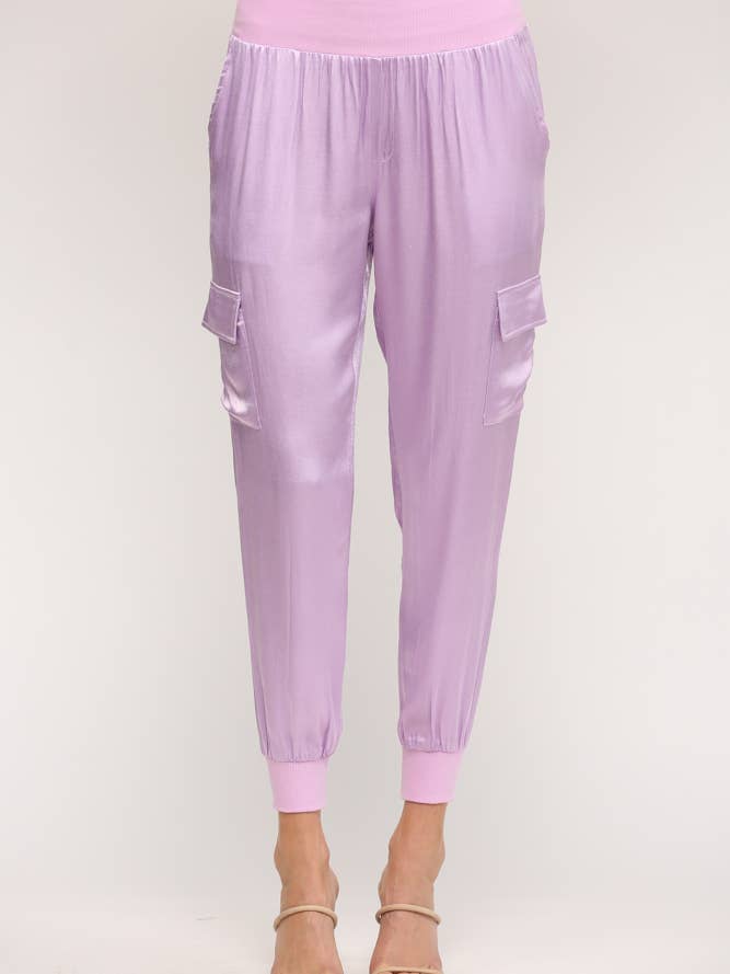 SATIN CARGO JOGGER PANTS FP3176 for wholesale by FATE