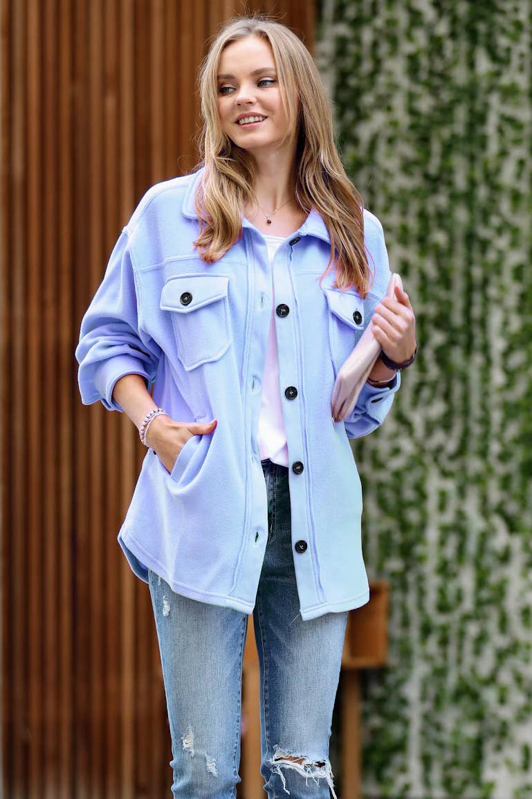 42POPS - Vendita all'ingrosso Giacca a camicia - Donna - ", Giacca in pile basic/oversizee con toppe sui gomiti8