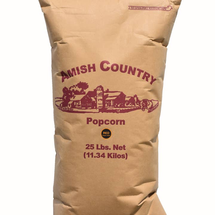 25lb. Bag of Red Popcorn for wholesale by Amish Country Popcorn