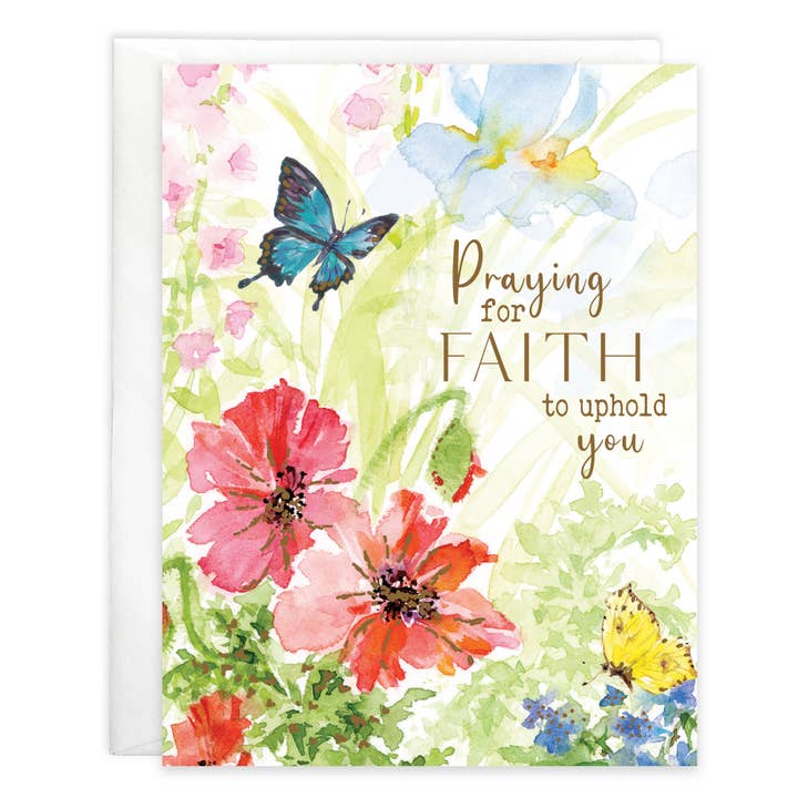 GINA B DESIGNS - Wholesale Sympathy Card - With Scripture Sympathy Card - Poppies & Butterflies