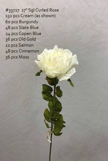 Cappel's Inc. - Vente Fleurs artificielles - Rose unique à pétales bouclés en soie - crème