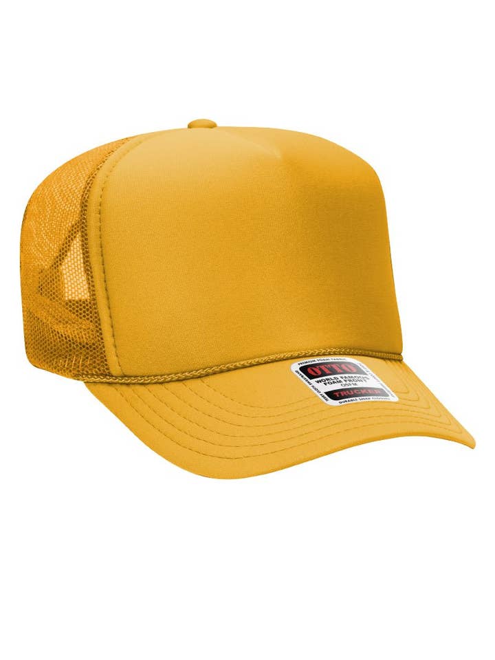 OTTO Gold Foam Front High Crown Trucker Hat for wholesale by Wholesale Accessory Market