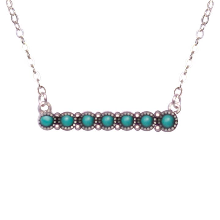 Snowing West - Wholesale Pendant/charm necklace - WESTERN 925 STERLING SILVER TURQUOISE BAR NECKLACE