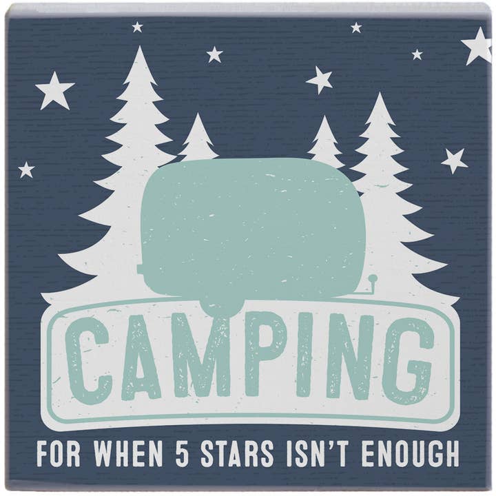Sincere Surroundings - Wholesale Sign - Camping 5 Stars Navy - Small Talk Square