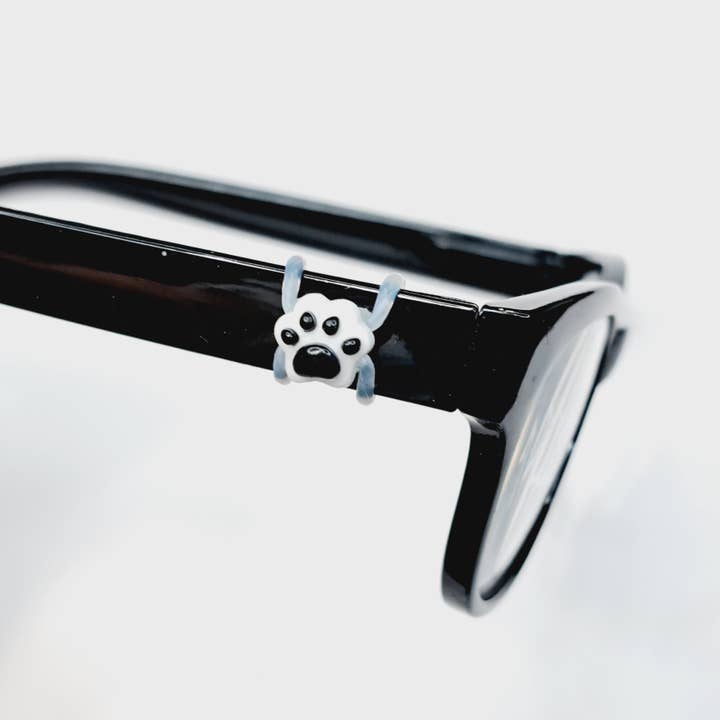 White Pawprint with Black Toes Cat Dog EyeDeco for wholesale by Cork and Charm