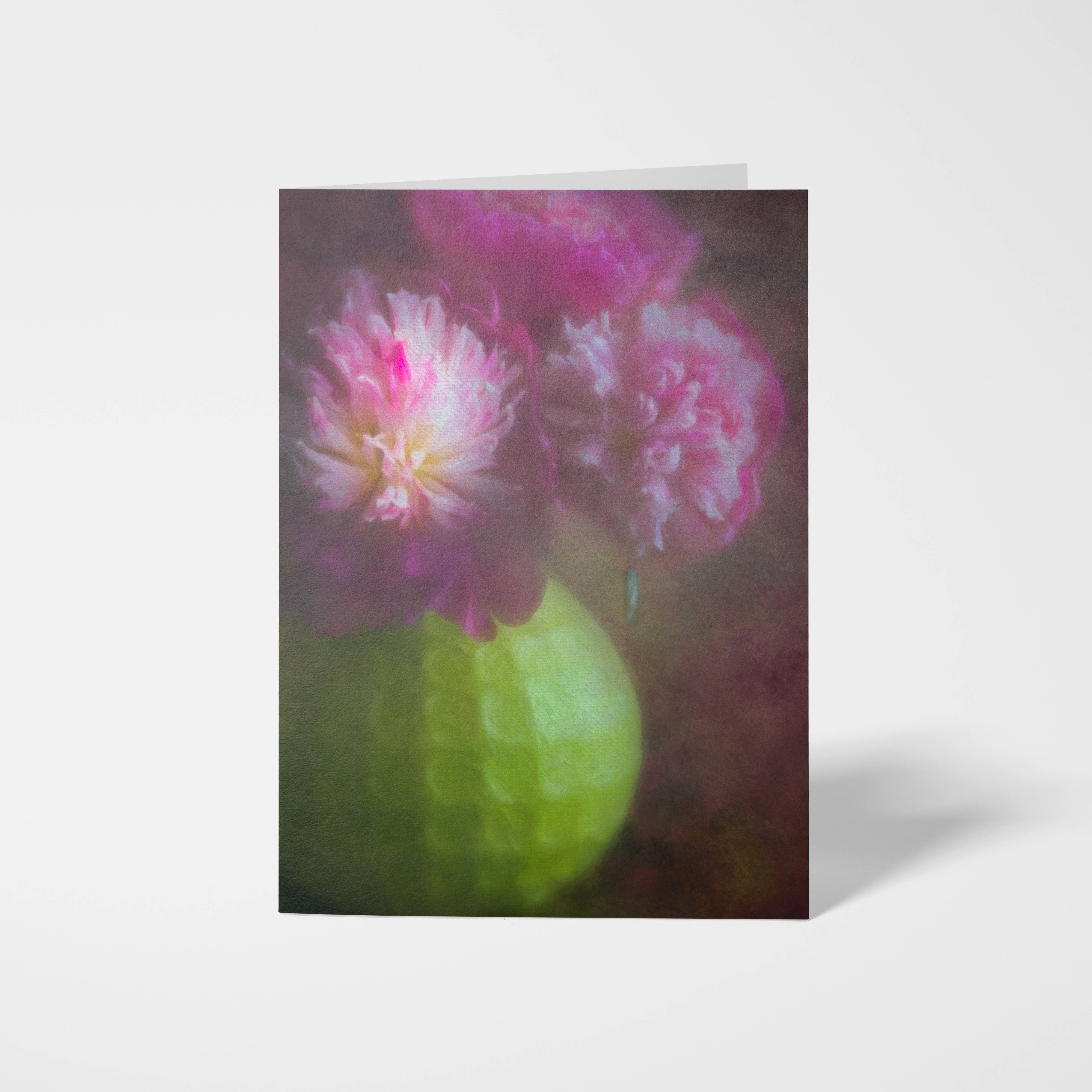 Sheryl’s Virtual Garden - Wholesale Everyday Greeting Card - Winter Peonies 5x7 Single Peony Still Life Greeting Card